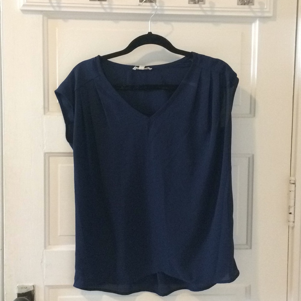 Navy v-neck blouse
